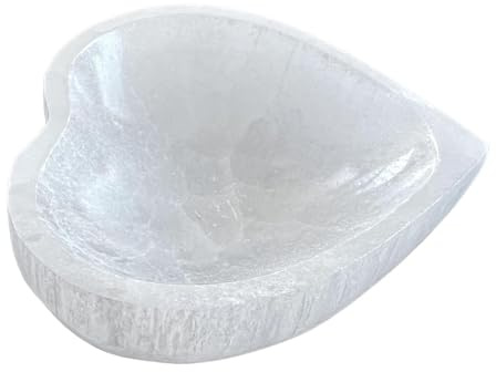 Cuenco de cristal de selenita con forma de corazón, organizador de joyas, decoración del hogar, regalo minimalista, adorno calmante de limpieza espiritual, 12 cm
