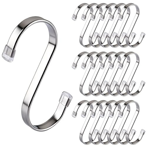 LDXDRU 36er S haken Edelstahl 9cm Flach Edelstahl S-förmige Haken Schwerlast Hängehaken für Küche BBQ Backen und Viele Weitere Möglichkeit Max Belastung 20 kg