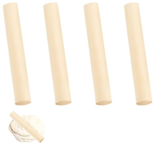 4 Stück Nudelholz Holz, Teigrolle Und Teigroller Klein, Ideal Für Teigrollen Von Pizza, Keksen Und Fondant, Praktisches Backzubehör, (16 × 2,8 Cm)
