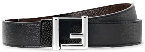 ZHUOMOT Ledergürtel Herren Schwarz mit Silber Doppel-F-Schnalle, Breite 3.6 cm, Herrengürtel Leder Schwarz Ledergürtel Herren, Länge 120 cm, Geschenke für Männer Weihnachtsgeschenke Für männer