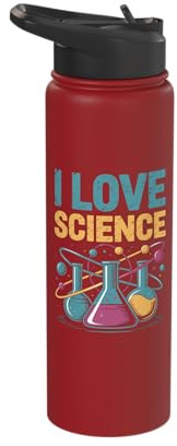 I Love Science Beaker Atom Chemistry Fun Stainless Steel Insulated Water Bottle