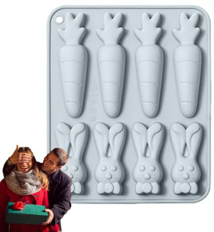 per coniglietto in silicone, stampo per fondente coniglietto pasquale - Simpatico stampo antiaderente per carote per Pasqua | Stampo per dolci pasquali, per conigli fai-da-te per decorazioni pe