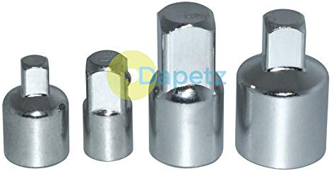 Dapetz ® 4pcs Socket Adaptor,Converter and Reducer Set for Impact Driver Conversions/Ratchet Wrenches 1/4 3/8 1/2 Comes with Chrome Vanadium Steel & Spring-Ball Socket Retainer