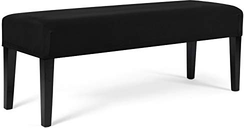 WOMACO Dining Room Bench Covers Stretch Spandex Upholstered Bench Seat Cushion Slipcovers for Kitchen Dining Bench Seat Protector (Black, Medium)