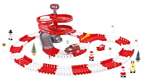 Amewi 100664 Magic Traxx Weihnachtsstrecke 168-teilig mit LED-Fahrzeug