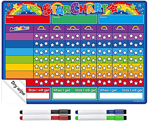 The Magnet Shop TMS A4 Belohnungstafel und Whiteboard für Kinder (A4 Sterndiagramm, Regenbogen)