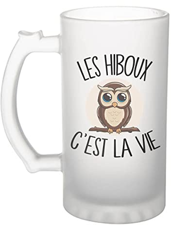 Planetee Chope de bière Hibou c'est la vie | Verre à Bière Pinte humour alcool idée cadeau fête des pères anniversaire