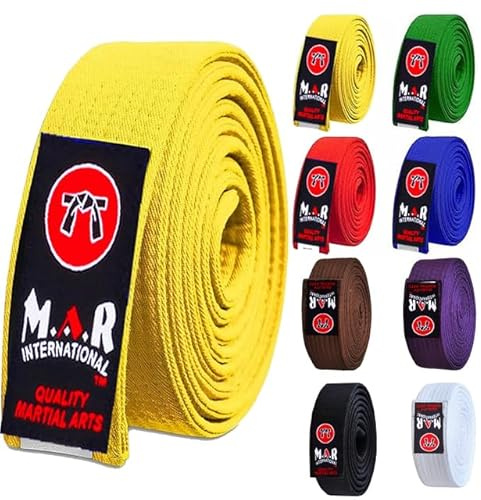 MAR | Purple Martial Arts Belt, Plain Ranking Belt - 100% Cotton | Professional Equipment for All | Coloured Grading Belts, Ideal for Karate, Judo, Taekwondo, Jiu jitsu (220cm)