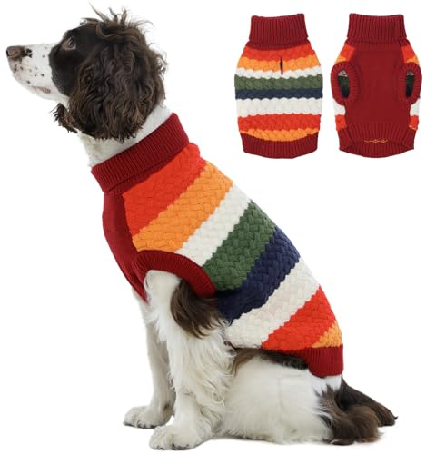 Kuoser Warm Hundepullover, Kleine Hunde, Mittelgroße Hunde, Fleece, Winterrot XL