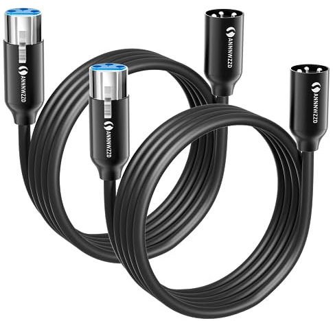 ANNNWZZD XLR Kabel, Mikrofonkabel Stecker auf Busche XLR Cable für Mikrofon, Verstärker, Mischpult oder Lautsprechersystem 3m 2 Pack