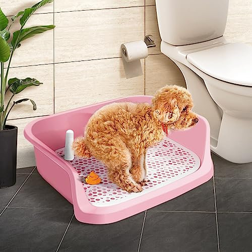 Hundetoilette-Trainingstablett, Indoor-Outdoor-Trainingspads, Hunde-Trainingstoiletten-Netztöpfchen mit Säule, halten Sie die Pfoten Ihres Haustiers trocken, für Veranda, Badezimmer, Wohnung, Balkon (