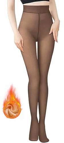 Lnmyic Thermo Strumpfhose Damen Strumpfhosen Winter Gefütterte Strumpfhose Thermostrumpfhose Warme (DE/NL/SE/PL, Alphanumerisch, L, XL, Regular, Regular, Kaffee Durchsichtig,220g, für 5~20 ℃)
