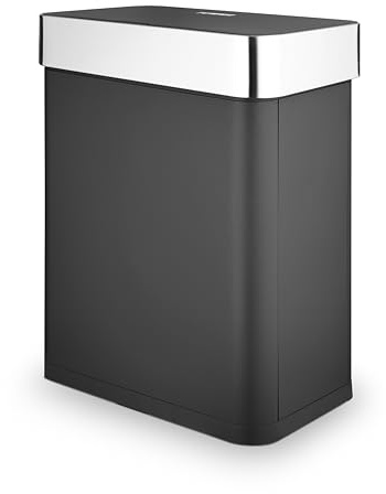 Tower T938020BLK Poubelle compacte à capteur, grande capacité de 60 L, ouverture mains libres, fermeture automatique, anneau de retenue, noir