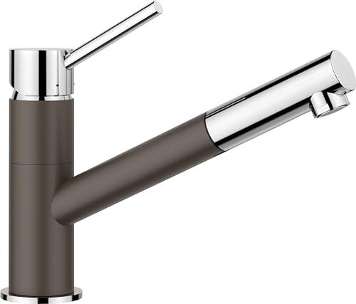 BLANCO KANO-S | Küchenarmatur in cafe/chrom | Niederdruck | Mit herausziehbarem Schlauch | Rückflussverhinderer | Keramik Kartusche | Gesicherte Wasserqualität & wassersparend | [5,5x24,6x19,1 cm]