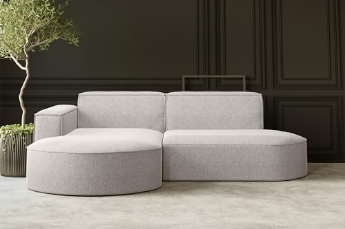 Kaiser Möbel - Ecksofa mit Wohnlandschaft, Eckcouch L-Form, Sofa 3-sitzer, Polstersofa, Bequemes Couch mit Ottomane für Wohnzimmer, Relaxsofa, Lounge-Set, Verita Stoff, Modena Studio, Beige, Links