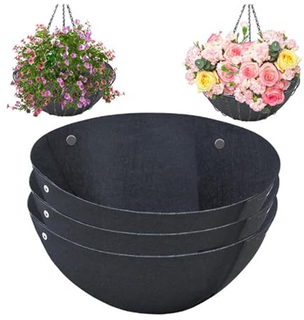 Tefola 4 stycken blomkorg i tyg – foder, hängande växter kan ersätta fodringen, känns blomkruka som används för upphängningskorgar, blomkrukor och metallsidenväxthållare (16 tum)