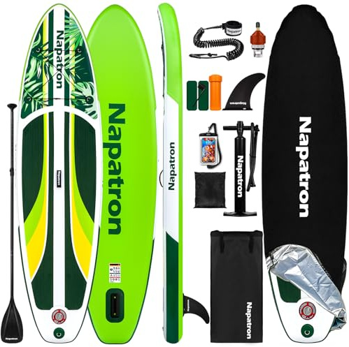 Napatron Paddle Gonflable Adulte de 3.05 m, avec Planche à pagaie, Housse de Protection Solaire et Accessoires Haut de Gamme, Paddle Gonflable, Stand up Paddle Convient pour Jeunes et Adultes