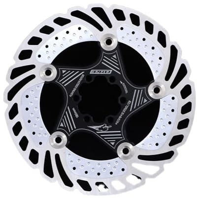 Bremsscheiben Fahrrad 140 mm/160 mm/180 mm/203 mm Rennrad MTB Float Scheibenbremsbelag 6 Schrauben Edelstahl Dissipation Scheibenbremsrotor mit 6 Schrauben Fahrrad Bremsscheibe(180mm Black Rotor)