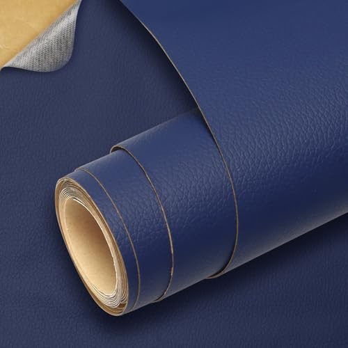 Cuero Adhesivo, polipiel adhesiva para tapizar, Parche de reparación de cuero PU de, para Sofá, Asiento de Coche, Muebles, Chaquetas, Bolso de (Azul real, 60 * 200cm)