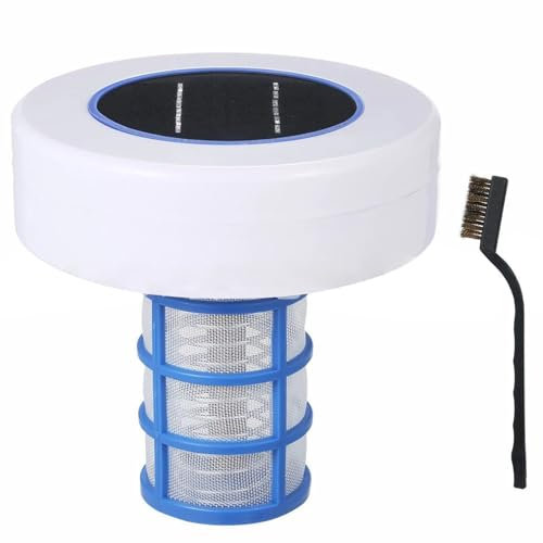SHITOOMFE Pool Chlorine Floater Solar Pool Ionizer Large Capacity Pool Chlorine Floater with a Brush Reduces Chlorine Floating Water Cleaner and Purifier for Outdoor Above Ground Swimming Pool