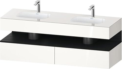 Duravit Qatego lavabo encastré avec meuble sous-lavabo en console, 1600x550x600mm, niche chêne noir, lavabo double, QA4797016220010, Couleur: blanc