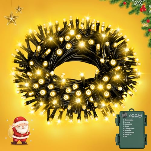 FFZZKJ Lichterkette Weihnachten 8 Modi Lichterkette Batterie Innen außen mit Timer Wasserdicht 3M 30 LED für Weihnachten, Kleine Weihnachtsbaum, Warmweiß