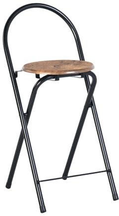 ZZINOKE Barhocker Klappbarer, Keine Montage Erforderlich,klapphocker mit lehne, Tragbarer Outdoor Barhocker,Geeignet Für Küche,Bistro,Geschäft, Sitzhöhe 55,5 cm (Vintage Braun und Schwarz)