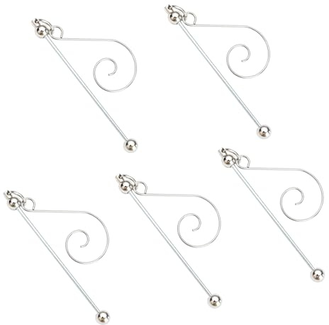 NUEAYMS 5Pieces Elegant Christmas Tree Hanging Hook Silver Beadable Hanger Pendant Handmade Charm for Christmas Tree Decors