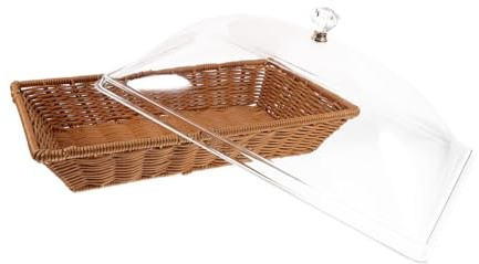 WATIIFUFU Panier De Rangement Tissé Pour Fruits Et Panier à Pain Tissé Corbeille à Pain Avec Couvercle Transparent De Rangement Pour