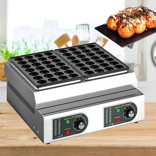 Naturalpowev 56 Hole Electric Takoyaki Maker, Takoyaki Pan Cast Iron Octopus Meat Ball Mold with Independent Temp Control, Non-Stick Takoyaki Grill Maker for Home Kitchen