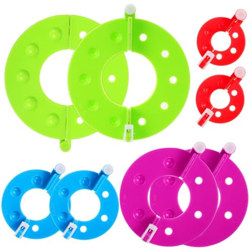 ADOCARN Pompon Maker 8 Stück Kunststoff Mix 4 Größen 3,5-9cm Flusenball Webmaschine Selbstgemacht Strickwerkzeug Für Kinder Erwachsene Basteln Dekoration