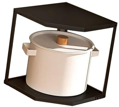 Cocina La Pequeña Estante de Esquina Estante de La Esquina en Forma de Ventilador que Ahorra Espacio de Cocina de Acero de Acero de Acero de Carbono Sartenes (2 capa negra