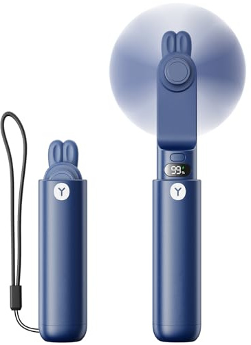 Bearwind Ventilatore Portatile USB Ricaricabile con Alimentazione Backup - Mini Ventilatore a Mano che Ricarica il Cellulare, Design Compatto per Viaggi, Emergenze e Trucco