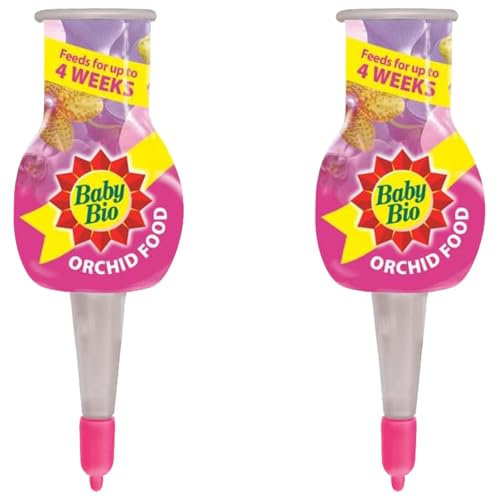 HOCHSTE® Baby Bio Orchid Drip Feeders 40ml 2x40ml or 4x40ml Pack Automatic Plant Food Easy Orchid Fertiliser Lasts 4 Weeks Indoor Use for Bright Blooms & Healthy Leaves Simple Mess Pink 2 - Pack