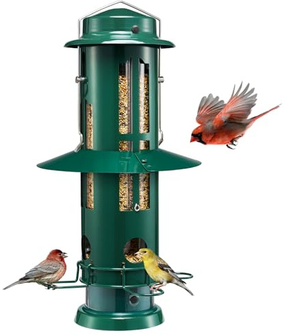 Kingsyard Squirrel Proof Bird Feeder with Removable Base + Kingsyard Metal Bird Feeders for Outdoors Hanging
