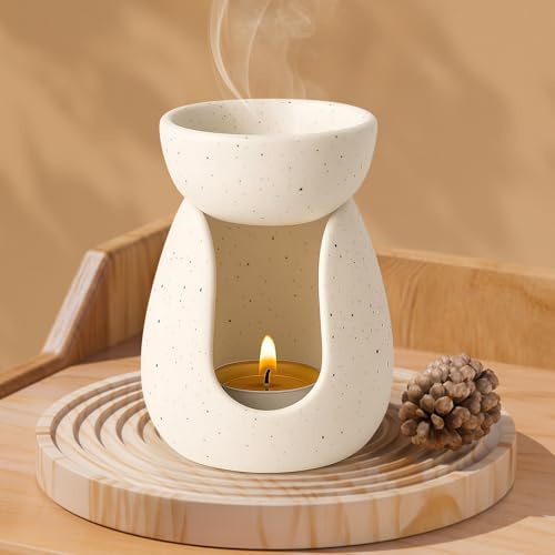 Viitech Duftlampe für ätherische Öle, Keramik-Wachsbrenner mit Teelichthalter, abnehmbare Schüssel, hitzebeständiger Wachsschmelzbrenner für Zuhause, Spa, Yoga und Meditation