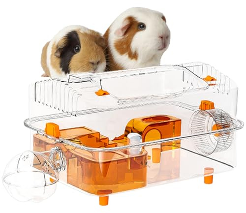 ETUCYNG Hasenhäuser | Kleines Hamsterhaus mit Zubehör, durchsichtiger, dekorativer Aktivitätsraum mit Spender und Rad für Chinchilla, Schlafen, Ausruhen, Spielen von Häschen
