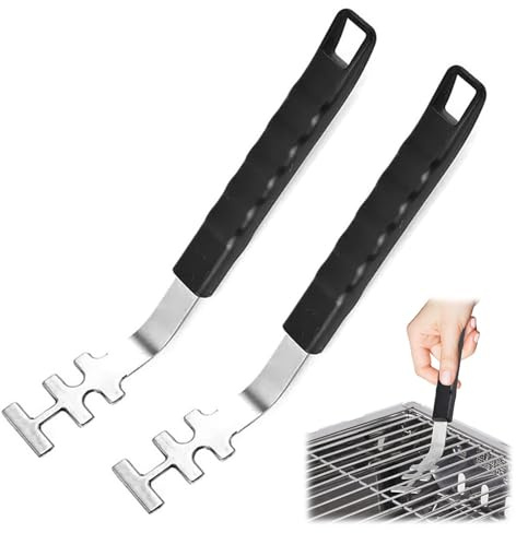 Jiavlyx 2 Stück Hitzebeständige Grillrostheber, Grillrostheber, Edelstahl BBQ Rack Gripper, Heber für Grillrost Verbrühschutz, Anti-Verbrühung Grillrost Heber, Fur BBQ Und Camping
