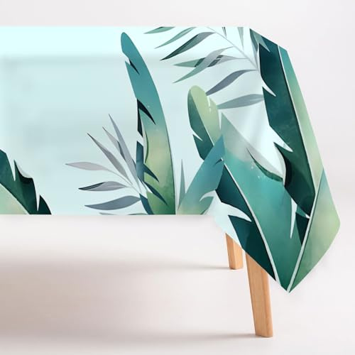 Pflanzen Tischdecke Outdoor Wetterfest 180x180 cm, Minimalistischer Tischdecke Abwaschbar, Modern Gartentischdecke, Blau für Draußen, Gartentisch, Esstisch, Party, Geburtstag -Ac66