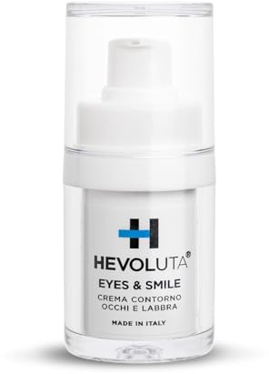 Hevoluta Eyes&Smile Crema Contorno Occhi e Labbra Antirughe, 15 ml | Trattamento Idratante, Burro di Cacao, Acido Ialuronico, Peptidi, Specifico per Codice a Barre, Made in Italy