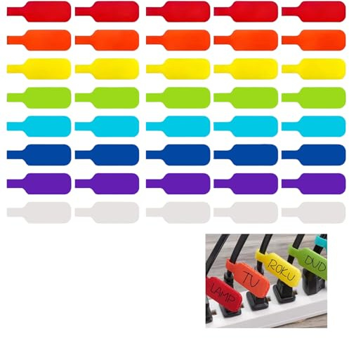 wilcractk 40 Etiquetas Para Cables de Nailon Reutilizables y Escribibles, 8 Colores Diferentes para Identificar y Organizar Cables de Alimentación o Datos en Casa, Oficina o Entornos Técnicos