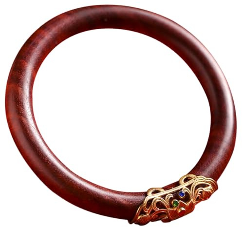 Mipcase Pulsera de Madera Vintage Étnica para Mujer Superficie Lisa y Diseño Redondo, Brazalete Marrón Adecuado para Citas y Playa