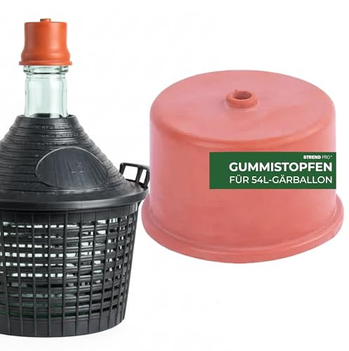 STREND PRO Gummistopfen 75mm mit Bohrung | Gärstopfen für Gärspund & Gärröhrchen | Gummi Stopfen für Weinballon 5 Liter & Gärballon | Gärkappe Zubehör zum Wein selber Machen