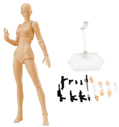 Action-Figur mit Gesten, bewegliche Figur, leichte Zeichenpuppe mit Ständer und Zubehör, Zeichenmodell für Künstler, Skizzieren, Malen, weiblich, Modell, Action