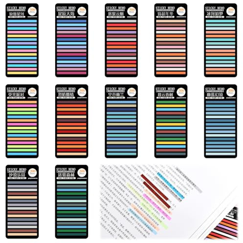 3600 Pièces de Notes Autocollantes Transparentes, 5x0,4 cm Marque-pages Adhésifs Longs, Petits Onglets d'index de Surligneur, Set de Notes Autocollantes pour Bureau, École, Études et Home Office