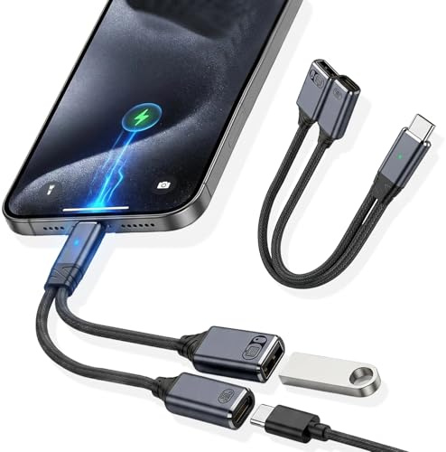 Cloxtralon Adaptador OTG USB-C, Cable OTG Tipo C con Carga Rápida PD de 100W, Duplicador 2.0 Splitter Compatible con Portátiles, Tabletas y Teléfonos