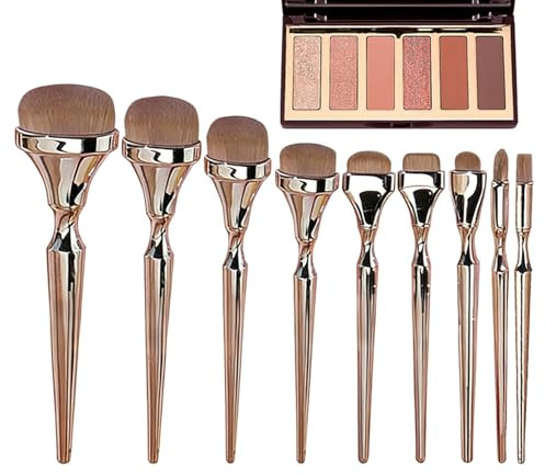 Makeupborstset – 9 delar mjukt professionellt återanvändbart kosmetiskt verktygssats, ögonskuggsblandning, skuggning, fläckar och detaljborstsamling för makeupartister, studenter, , sminkbord,