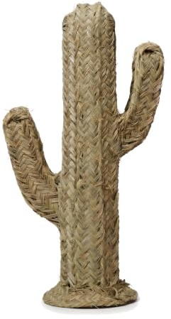 ATALYA Cactus Décoratif en Alfa Tressé Main - Sculpture Saguaro - 50 cm