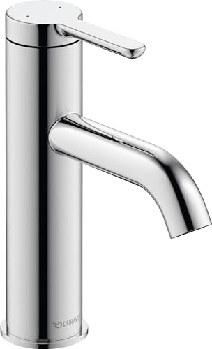Duravit C.1 Washbasin Tap, Size M (Spout Height 86 mm), Bathroom Tap with Ceramic Cartridge, Chrome