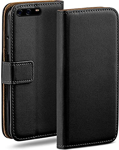 moex für Huawei P10 Plus Hülle mit Kartenfach, Handyhülle klappbar 360 Grad Schutzhülle, PU Leder Handytasche Huawei P10 Plus Klapphülle Flip Case, Schwarz